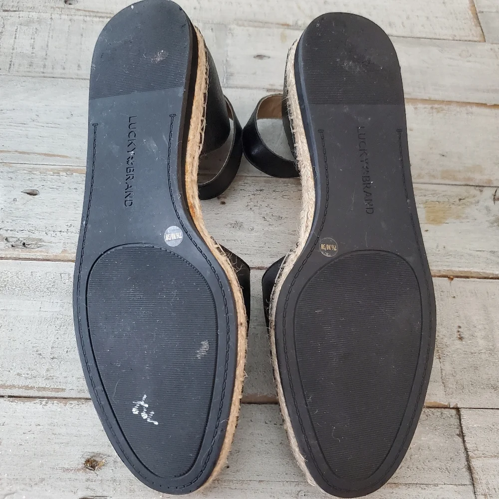 Lucky Brand Black Espadrille Ankle-Strap Flats
